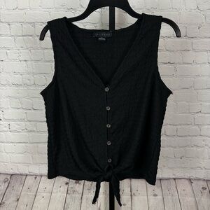 Sanctuary Tied To You Knit Tank Black Button Down Size Medium
